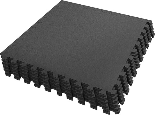 SUPERJARE 0.4 Inch Gym Flooring for Home Gym 6 Tiles 24" x 24" Workout (24 sqft)
