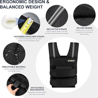 Adjustable Weighted Vest for Men Women with Removable Iron Weights, 24lbs/40lbs Body Weight Vests Adjustable for Running, Training Workout, Jogging, Walking