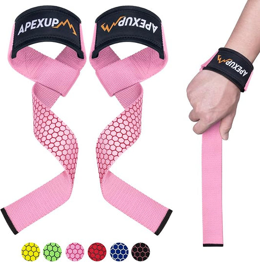 APEXUP Weight Lifting Straps for Weightlifting, Lifting Wrist Straps Gym, Deadlift Straps, Anti Slip Silicone and Neoprene Padded Weightlifting Straps Men Women Powerlifting, Strength Training