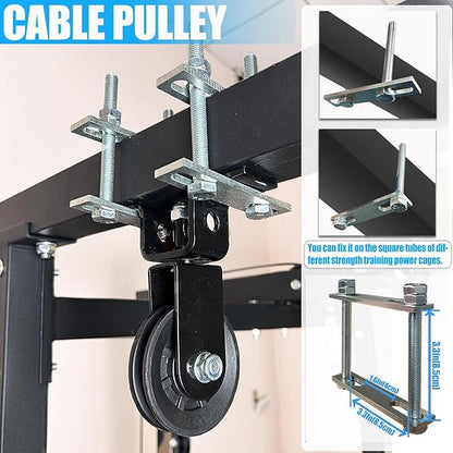KORIKAHM Power Rack Pulley Attachment, LAT Pulldown Machine - Cable & Weight Dual Pulley System for Home Gym Strength Training, Power Racks
