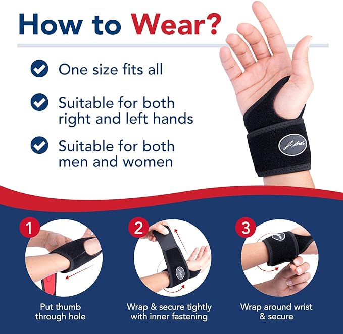 Premium Wrist Brace, Adjustable Hand Support Compression Wrist Wraps for wrist injuries, Arthritis, Tendonitis, Carpal Tunnel Wrist Support Brace Left Hand Right(Black Single)