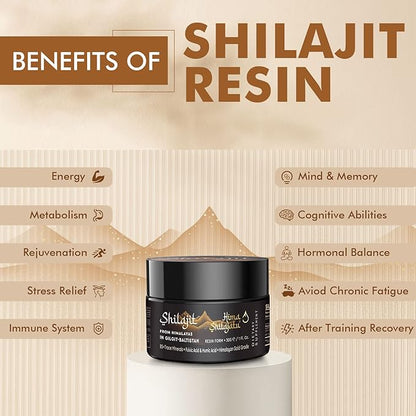 Shilajit Purest Himalayan Shilajit Resin - Gold Grade 100% Pure Shilajit with Fulvic Acid & 85+ Trace Minerals Complex for Energy & Immune Support, Pack of 3 (6 Months Supply)