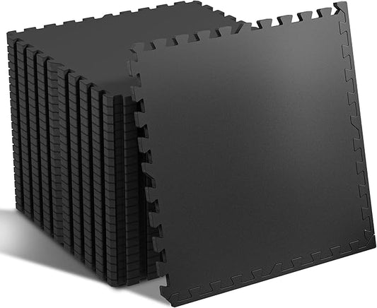 SUPERJARE 0.56 Inch Thick Exercise Equipment Mats 24 Tiles 24 in 24 in