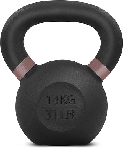 Yes4All Powder Coated Cast Iron Kettlebell Strength Training Kettlebells Weight Set for Full Body Workout, Home Gym