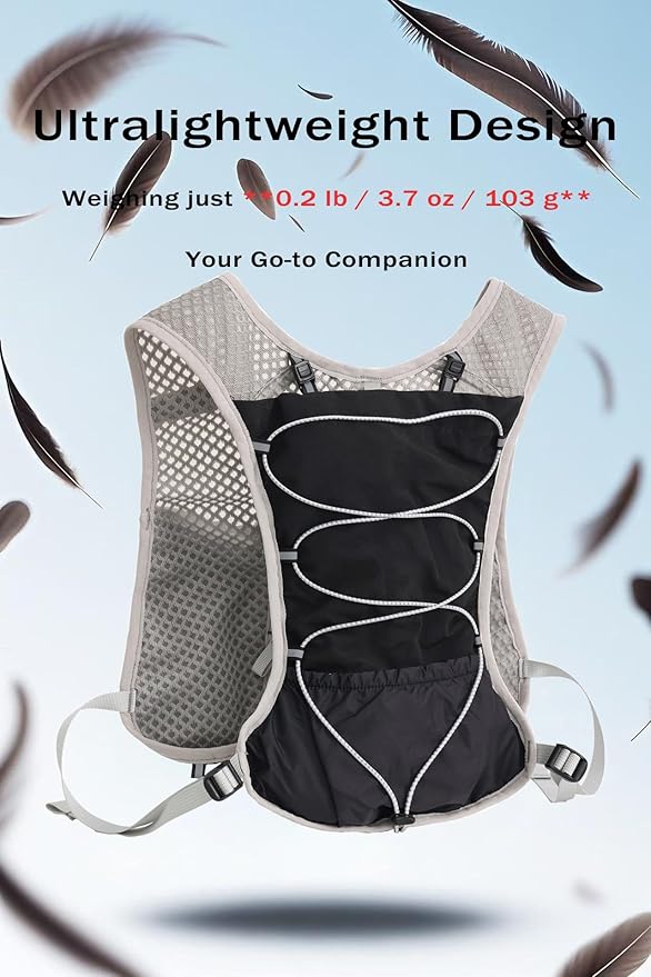 Hydration Running Vest Ultra-Lightweight for Women Men [2025 Upgraded], Breathable All-Weather Water Vest Hiking Backpack, Adjustable Water Backpack for Hiking, Cycling, Trail Marathon Race
