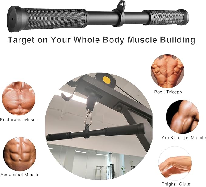Kinglotus Cable Machine Attachment Straight Bar Tricep Rope Double D Handle for Home Gym Weight Equipment Accessories.