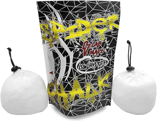 SPIDER CHALK Refillable Climbing Chalk Ball 2-Pack, 3oz Each - Lab-Grade Premium Chalk for Powerlifting, Weightlifting, Extra Large 3oz Gym Chalk Sock for Improved Grip
