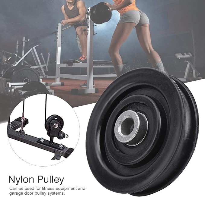 Dilwe 10pcs Nylon Iron Fitness Bearing Pulley,Cable Pulley Wheel,Home Gym Attachments Exercise Strength Training Accessory (90mm)