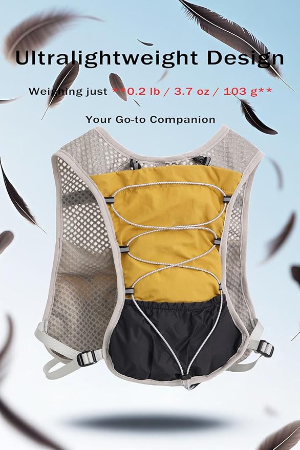 Hydration Running Vest Ultra-Lightweight for Women Men [2025 Upgraded], Breathable All-Weather Water Vest Hiking Backpack, Adjustable Water Backpack for Hiking, Cycling, Trail Marathon Race