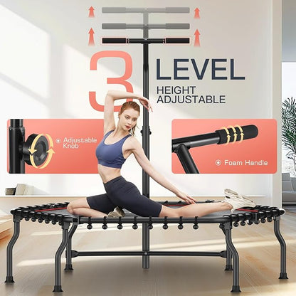ANCHEER 50" Rebounder Trampoline for Adults With Bar, 550 LBS Mini Trampoline Quiet Exercise Bungee Jumping Cardio Trainer Workout