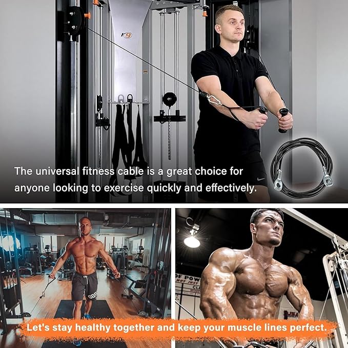 Fitness Cable Compatible with All Total Gym Models 1000, 1500, 2000, 3000, XLS,Fitness Pulley Cable,Workout Cable, Exercise Cable Steel Wire Rope for Cable Machine Home Gym