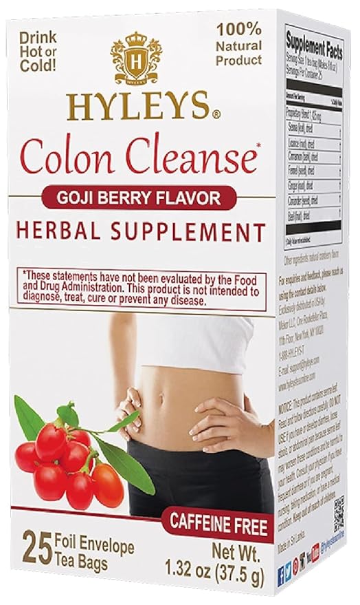 Hyleys Colon Cleanse Tea Goji Berry Flavor - 25 Tea Bags (1 Pack)