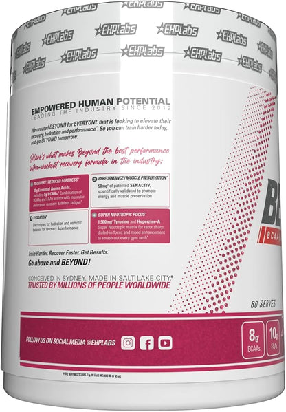 EHP Labs Beyond BCAA Powder Amino Acids Post Workout Recovery - BCAAs Essential Amino Acids EAA Supplements Powder - 10g Amino Acids Supplement for Muscle Recovery, 60 Servings (Dragon Fruit)
