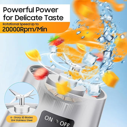 Portable Personal Size Mini Blender - 2025 Upgraded Cordless Blender for Smoothies & Shakes, Type-C Rechargeable, 380Ml Traveling BAP Free Juicer Cup for Sports/Travel/Home, 20000Rpm/Min Speed