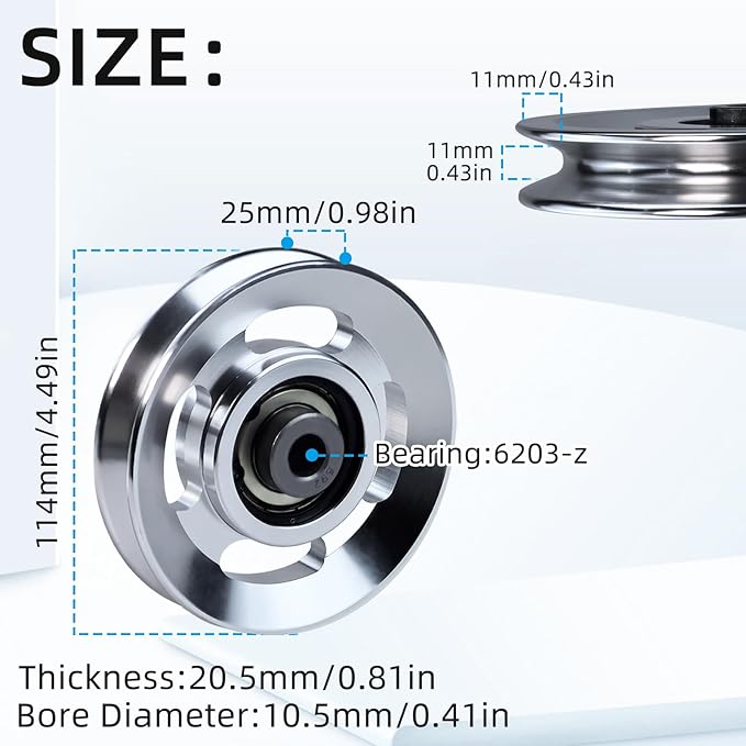 Flylin Aluminum Alloy Bearing Pulley Wheel, Universal Sliver Strength Training Equipment Pulley Wheel Gym Accessory, Fitness Pulley Wheel for Gym Equipment Part Cable Merchine