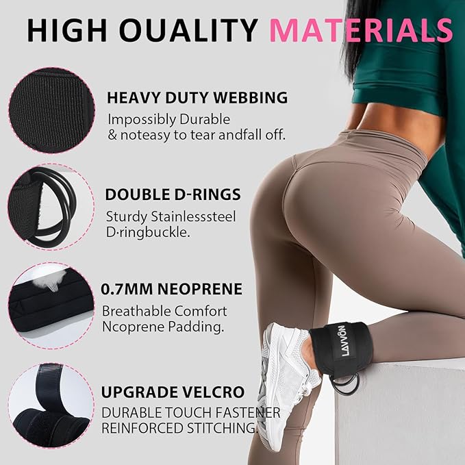 Barbell Pad Set for Hip Thrust 10Pcs- Squat Pad for Barbell Lunges & Bar Padding - Bench Press Standard Weight Bar Pad - with Ankle Straps, Wrist Straps for Weightlifting, 3 Lifting Strap