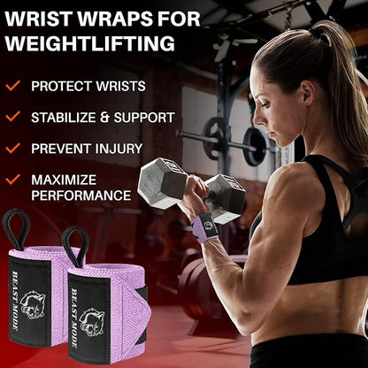 TECEUM Weightlifting 18" & 12" Wrist Wraps with Thumb Loop – Heavy Duty Wrist Workout Braces for Men and Women – Ideal for Powerlifting, Strength Training, Bodybuilding