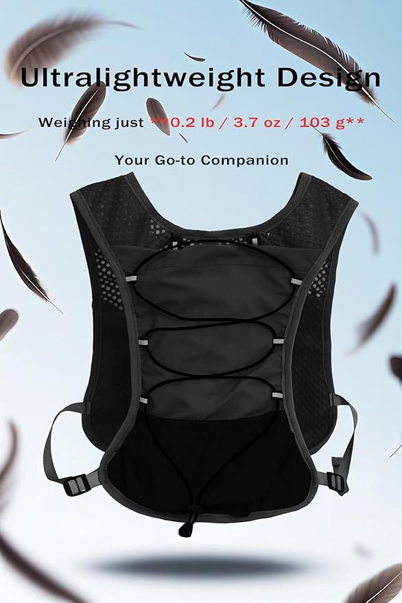 Hydration Running Vest Ultra-Lightweight for Women Men [2025 Upgraded], Breathable All-Weather Water Vest Hiking Backpack, Adjustable Water Backpack for Hiking, Cycling, Trail Marathon Race