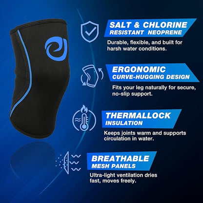 Nvorliy AquaFlex Pro Knee Brace, Compression Knee Sleeve for Swimming, Aquatic, Sailing, Scuba Diving, Surfing, Paddle Boarding, Kayaking & Injury Recovery – Supports Women & Men