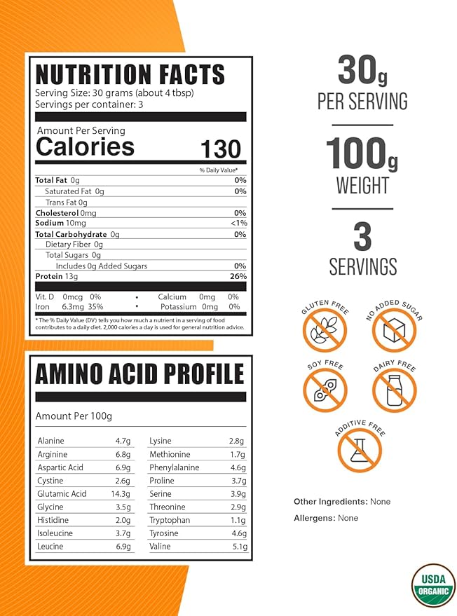 BulkSupplements.com Organic Rice Protein Powder - Unflavored Protein Powder, Plant Protein Powder - Vegan, Dairy Free & Gluten Free, 30g per Serving, 100g (3.5 oz) (Pack of 1)