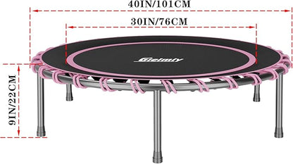 40" Fitness Trampoline with Adjustable Handle Bar Silent Mini Trampoline Bungee Rebounder Jumping Cardio Trainer Workout for Adults - Maximum Load 150 kg