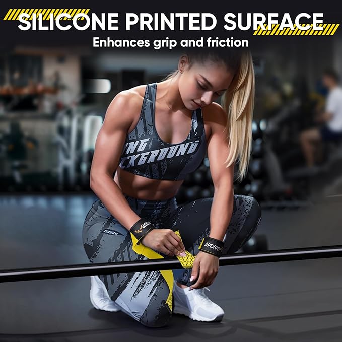 APEXUP Weight Lifting Straps for Weightlifting, Lifting Wrist Straps Gym, Deadlift Straps, Anti Slip Silicone and Neoprene Padded Weightlifting Straps Men Women Powerlifting, Strength Training