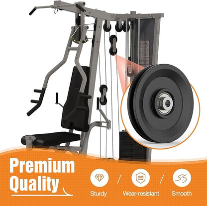 4.5 Inch / 114 MM Universal Nylon Bearing Pulley Wheel Replacement Compatible with Cable Machine Home Gym, Garage Door Pulley System, Weight Machine, Gym Equipment