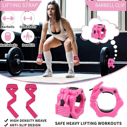 Gym Barbell 11-Piece Set Pink Pad for Squat