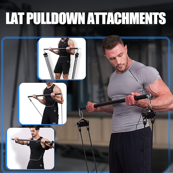 KORIKAHM Non-Detachable LAT Pull Down Bar Cable Attachments for Gym, LAT Pulldown Attachments, Straight Bar, Resistance Band Bar for Weightlifting Workout