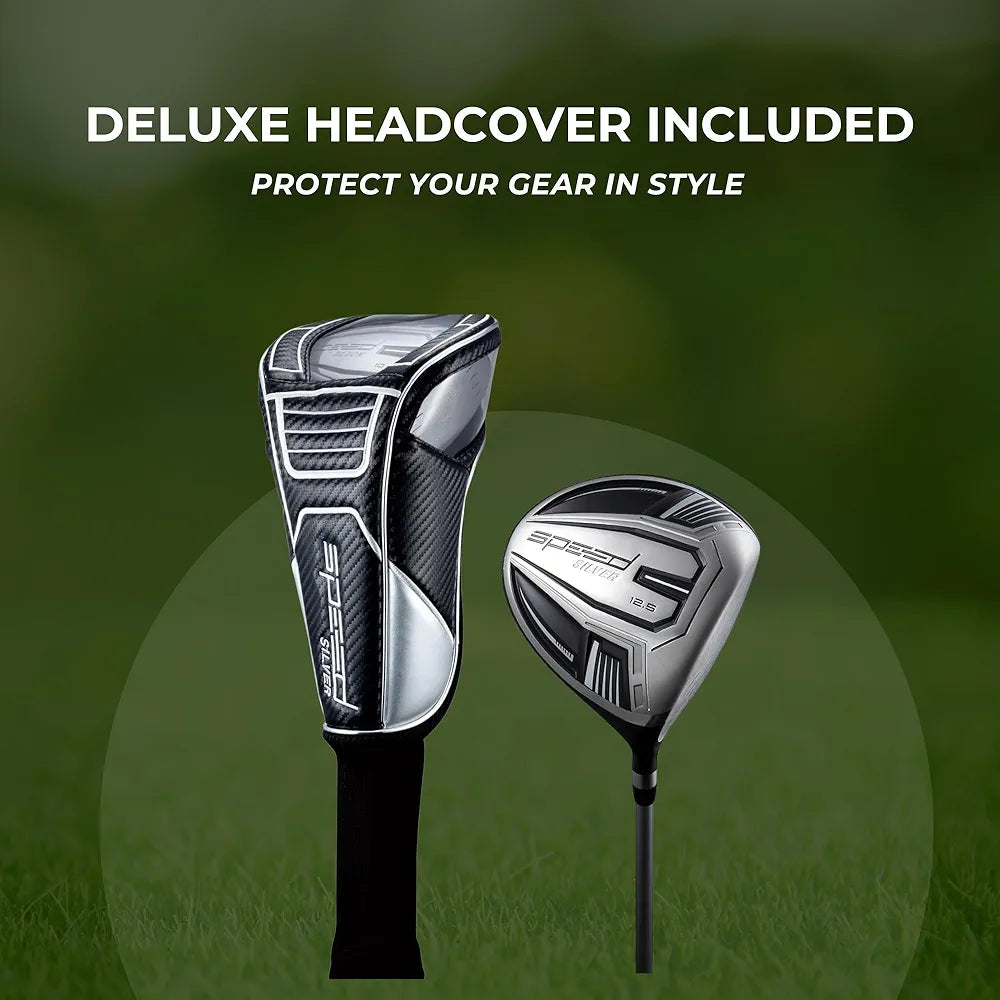 Speed Titanium Driver Golf Club, 10°, 11.5°, 12.5° Loft , Ultra Lightweight Graphite Shaft, Oversized Sweet Spot, Aerodynamic Design, USGA Conforming Mens Golf Driver + Deluxe Headcover