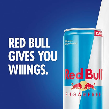Red Bull Sugar Free Energy Drink with 114mg Caffeine plus Taurine & B Vitamins, 12 Fl Oz, 6 Packs of 4 Cans (Pack of 24)