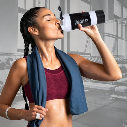 XTK Shaker Bottle Protein Shaker Bottles with Storage and Mix Ball, 16OZ Sports Water Bottle with Pill Organizer,Leak Proof Portable Shaker Bottles for Protein Mixes and Pre Work Out,BPA Free(white)