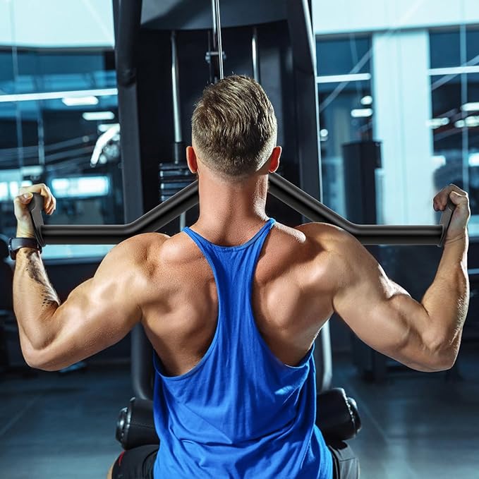 Kipika LAT Pull Down Bars Cable Machine Attachment, Rowing T-bar V-bar Set, Back Strength Training Handle Grips for Cable Machine Rowing Machine, 12" 20" 24" 28" 32" Five Sizes