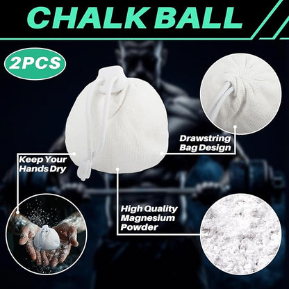 2PCS Chalk Ball - Climbing Chalk Gymnastics for Gym, Gymnastics, Grip, Climbing, Weightlifting (2.1 OZ Each)