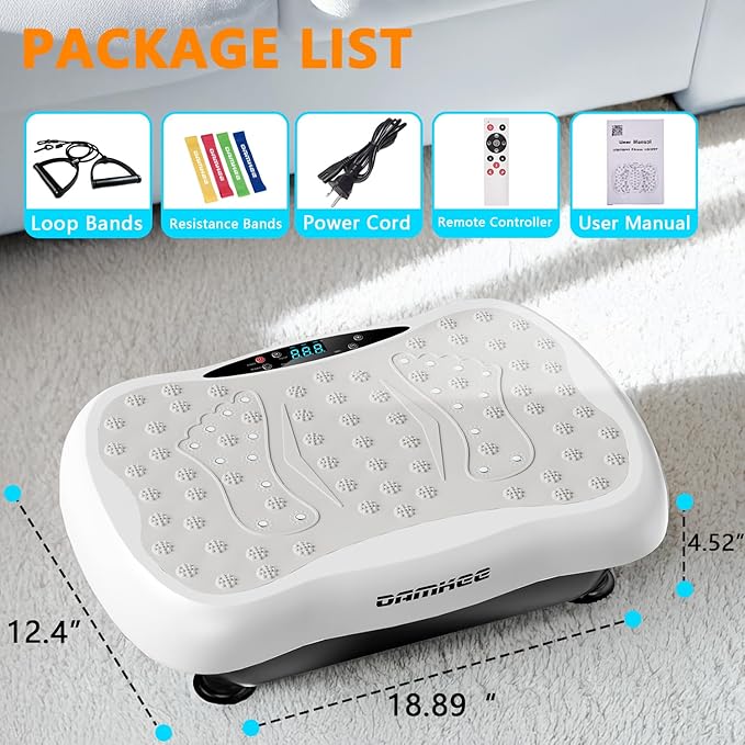 Vibration Plate Exercise Machine, Vibration Plateform for Lymphatic Drainage, Whole Body Workout Vibrate Fitness Board for Weight Loss Shaping Toning, Home Gym Equipment
