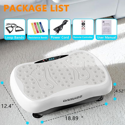 Vibration Plate Exercise Machine, Vibration Plateform for Lymphatic Drainage, Whole Body Workout Vibrate Fitness Board for Weight Loss Shaping Toning, Home Gym Equipment