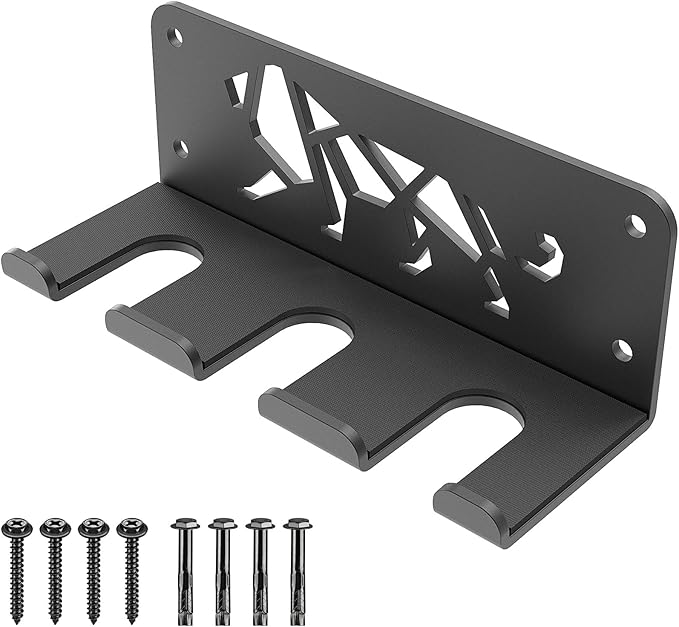Kipika Versatile Wall Mounted Barbell Holder with Hooks Storage Rack for Barbell Bars Holds Under 33mm Bar Size and Fitness Accessories Space-Efficient Gym Organization for Home & Commercial Use
