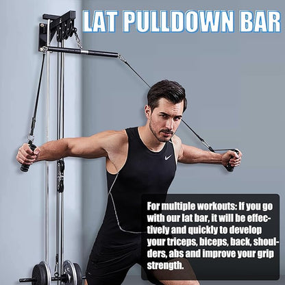 KORIKAHM Non-Detachable LAT Pull Down Bar Cable Attachments for Gym, LAT Pulldown Attachments, Straight Bar, Resistance Band Bar for Weightlifting Workout