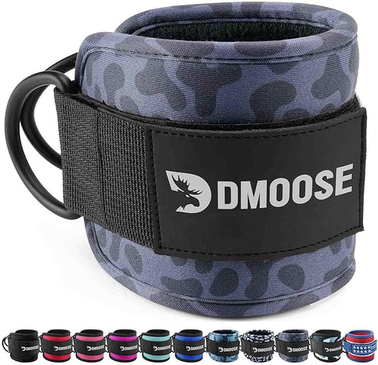 DMoose Fitness Ankle Straps for Cable Machines - One Size Fit with Premium Padding, Glute Kickback Ankle Strap for Women & Men, Cable Attachments for Gym, Booty Workouts, Leg Extension & Hip Abductors