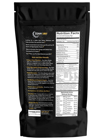 Lean 180 Pro-Keto Shake! Best Tasting Low Carb Low Sugar Clean Protein Shake for Keto and All Diets Weight Loss (Chocolate)