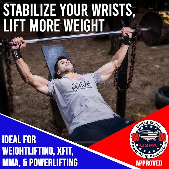 Rip Toned 18” Wrist Wraps - Wrist Straps for Weightlifting - Lift Better, Protect Wrist Pain - Adjustable, Durable, Machine Washable - Wrist Wraps for Weightlifting - USPA Endorsed for Men & Women