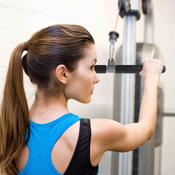 DIY Straight Bar, Bicep Pull With Soft Hand Grips - Weight Machine Accessories for Home Gym Workout