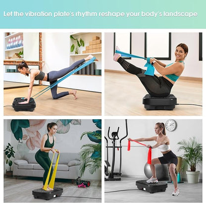 Vibration Plate Exercise Machine for Lymphatic Drainage,Softgym Power Vibrate Stand Shake Board 400 Lbs Capacity Whole Body Workout Waver with Fitness Resistance Bands Weight Loss Gifts for Women Men