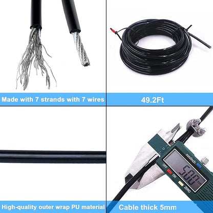 J Bryant Gym Cable Replacement 49Ft Heavy Duty 5mm Steel Wire Rope for Home Gym DIY Cable Pulley Machine System Workout Exercise Equipment