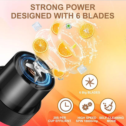 Portable Blender for Shakes and Smoothies 64oz Rechargeable Bottle Blender portable blender with Type-C Rechargeable on the go with Dual-Lid for Outdoor Travel Gym Party (Black)