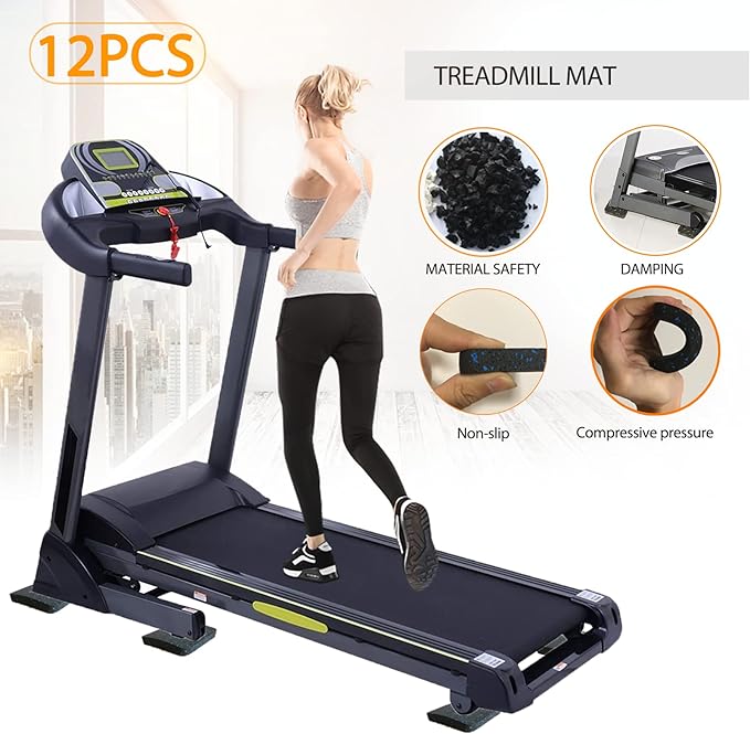 Protect Your Floors with High-Density Rubber Treadmill Mat 12, 3.94" 3.94" x 3.94" x 0.5" Exercise