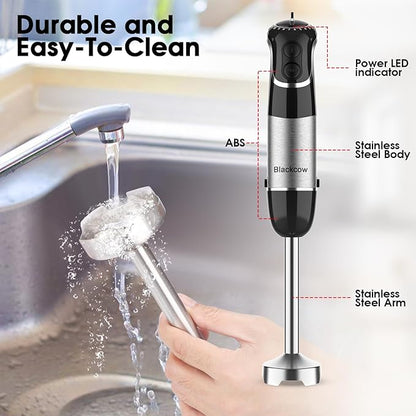 Corded Immersion Blender Handheld for Kitchen,Stainless Steel Emulsion Blender Handheld with Hook,Electric Hand Mixer with 12-Speed&Turbo,for Smoothie,Soup,Baby Food and Drinks