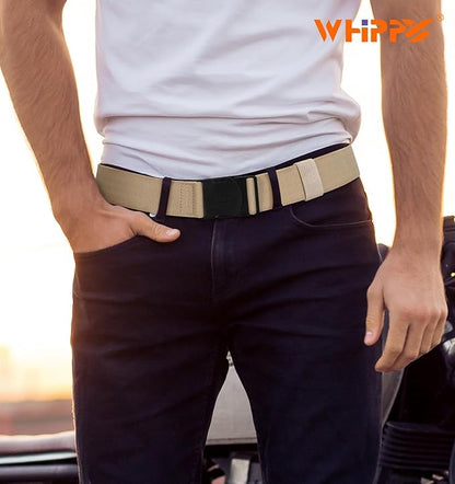 WHIPPY Mens Elastic Stretch Belt Unisex Adventure Web Belt for Women Men with Non-Metal Buckle Adjustable Belts