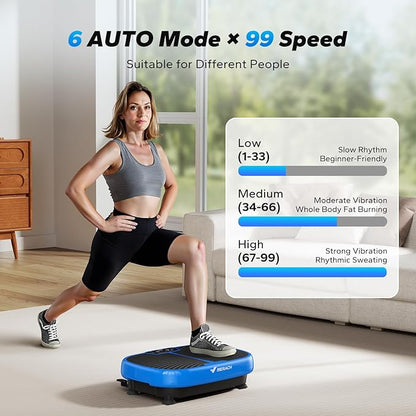 MERACH Vibration Plate Exercise Machine, Vibrating Plate Exercise Machine for Women Men, 99 Speeds Vibration Plate with 2 Tension Ropes LED Display, Workout Equipment for Home
