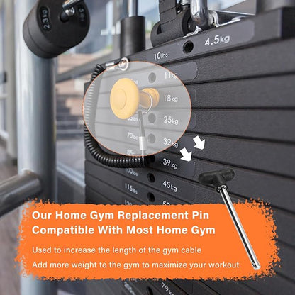 Weight Stack Pin, Gym Pin Heavy Duty Replacement, Weight Machine Pin,for Fitness Universal Home Gym Exercise Machine Parts & Accessories, Pin Tensile 3/8 Diameter 5-1/2" Locking Space